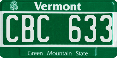 VT license plate CBC633