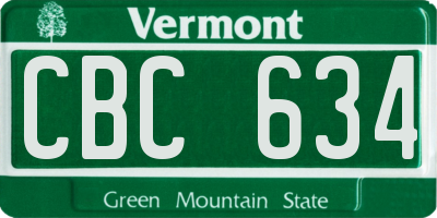 VT license plate CBC634