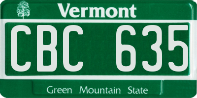 VT license plate CBC635