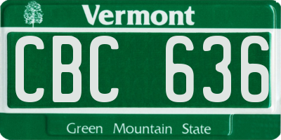 VT license plate CBC636