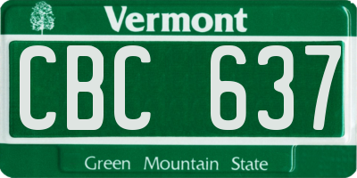 VT license plate CBC637
