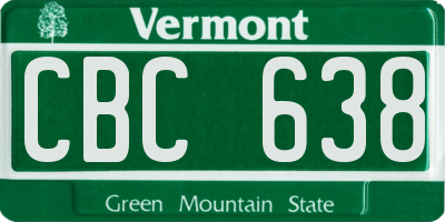 VT license plate CBC638