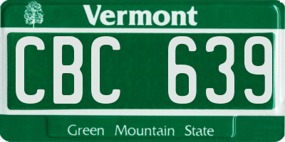 VT license plate CBC639