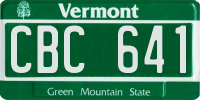 VT license plate CBC641