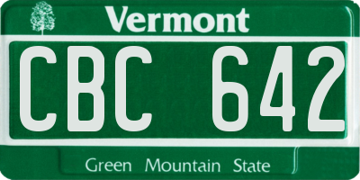 VT license plate CBC642