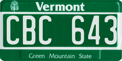 VT license plate CBC643