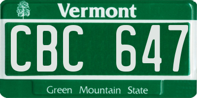 VT license plate CBC647