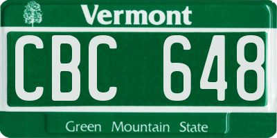 VT license plate CBC648