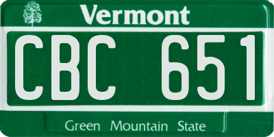 VT license plate CBC651