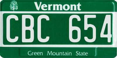 VT license plate CBC654