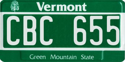 VT license plate CBC655