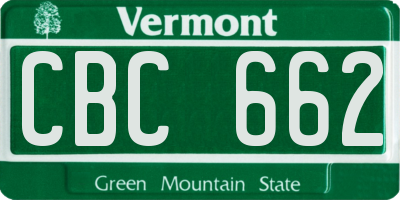 VT license plate CBC662