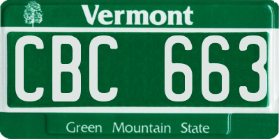VT license plate CBC663