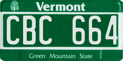 VT license plate CBC664