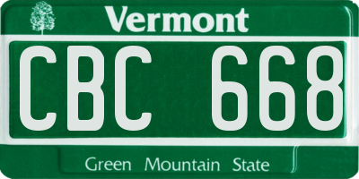 VT license plate CBC668