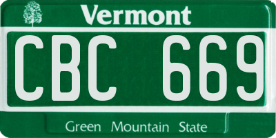 VT license plate CBC669