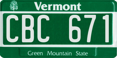 VT license plate CBC671