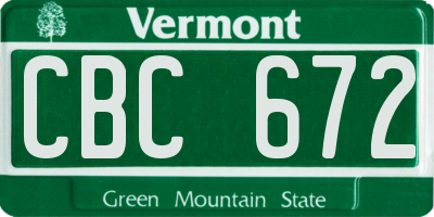 VT license plate CBC672