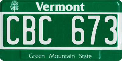 VT license plate CBC673