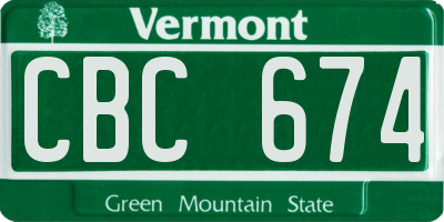 VT license plate CBC674