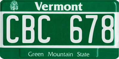 VT license plate CBC678