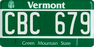 VT license plate CBC679