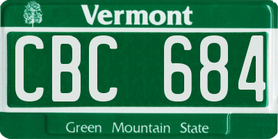 VT license plate CBC684