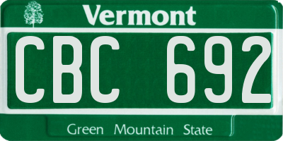 VT license plate CBC692