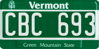VT license plate CBC693