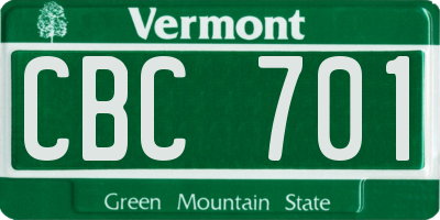 VT license plate CBC701