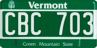 VT license plate CBC703