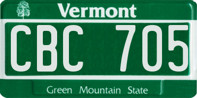 VT license plate CBC705