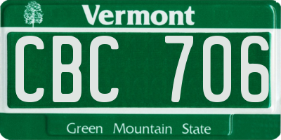 VT license plate CBC706