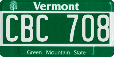 VT license plate CBC708