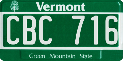 VT license plate CBC716