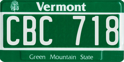 VT license plate CBC718