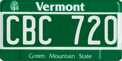 VT license plate CBC720