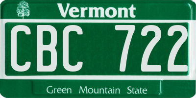 VT license plate CBC722
