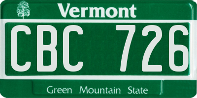 VT license plate CBC726