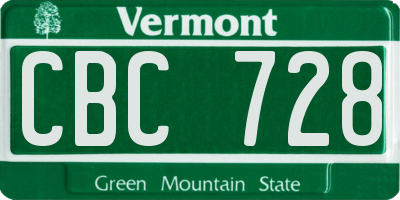 VT license plate CBC728