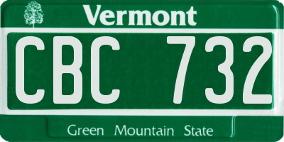 VT license plate CBC732