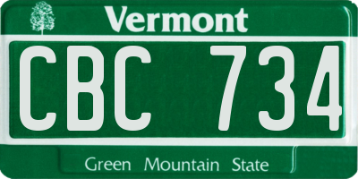 VT license plate CBC734