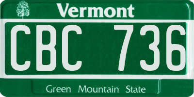 VT license plate CBC736