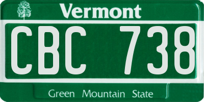 VT license plate CBC738
