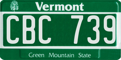 VT license plate CBC739