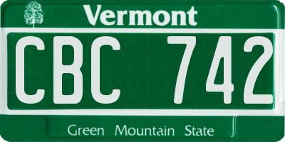 VT license plate CBC742