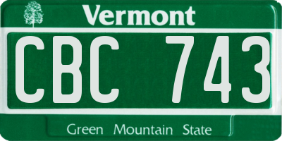 VT license plate CBC743
