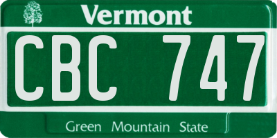 VT license plate CBC747
