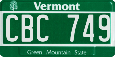 VT license plate CBC749