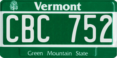 VT license plate CBC752